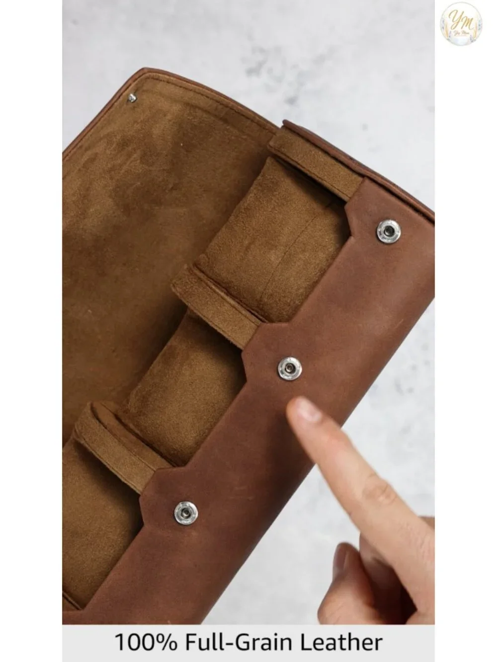 GENUINE LEATHER WATCH ROLL TRAVEL CASE FOR 3 WATCHES PORTABLE PROTECTION